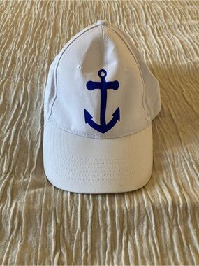 Homemade White Baseball Cap with Blue Anchor